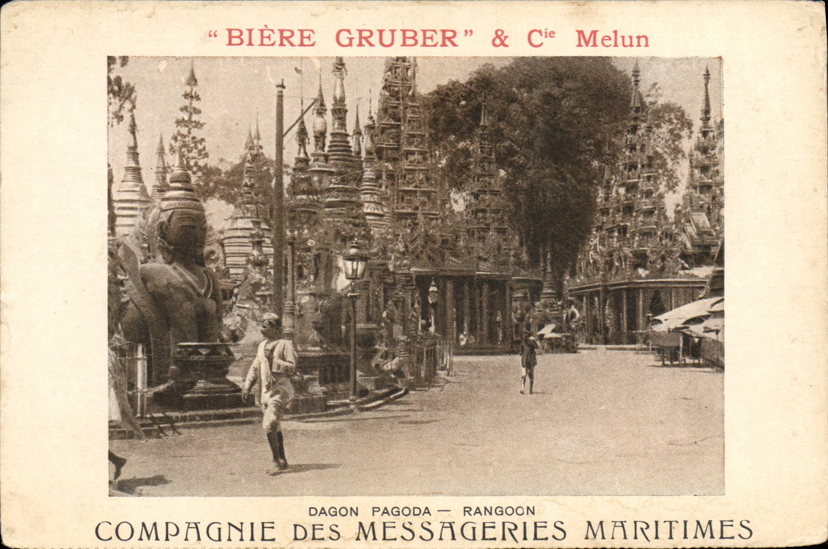 CPA Bateau Messageries Maritimes Dagon Pagoda Rangoon Biere Gruber