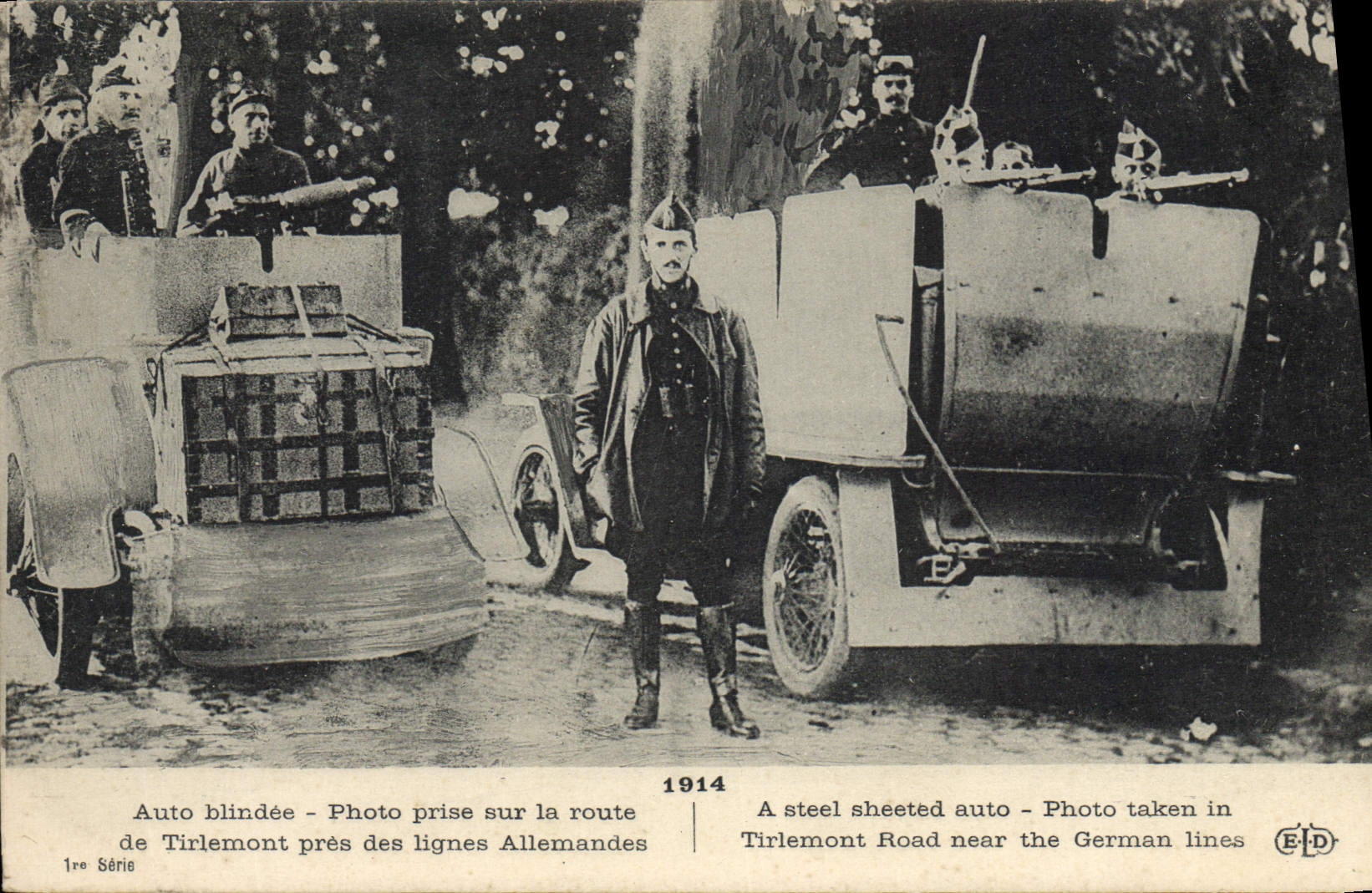 Auto blindée - Photo prise sur la route de Tirlemont près des lignes Allemandes — 1re Série — Éditeur ELD