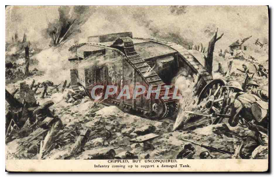 CPA Militaria Tank Captured but unconquered