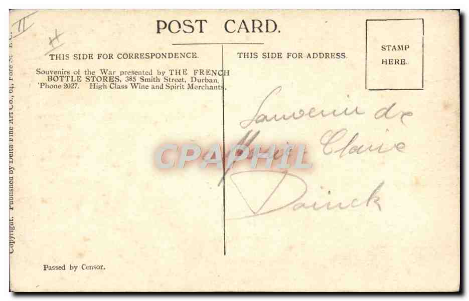 CPA Militaria Tank British tank croissing a German Trench  — Rückseite