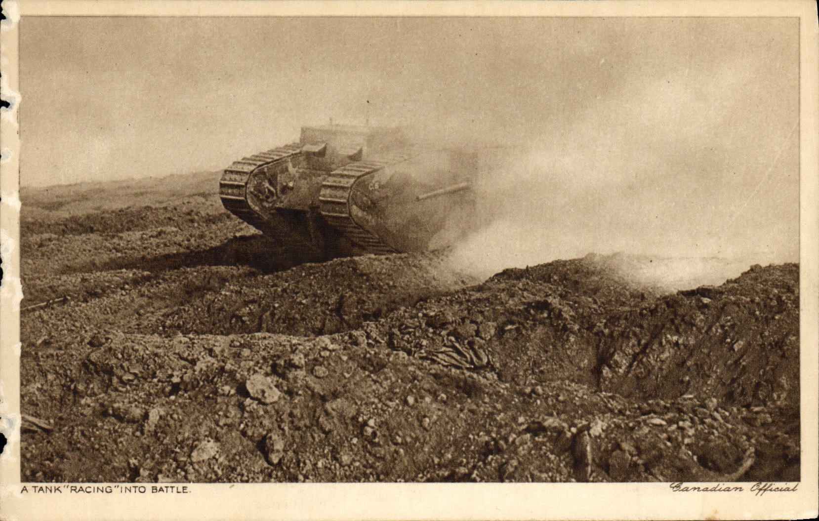CPA Militaria Tank racing into battle