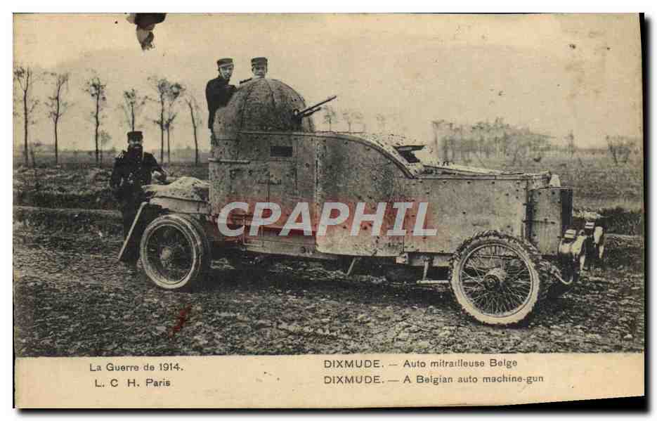 CPA Militaria Tank Dixmude Auto mitrailleuse belge 