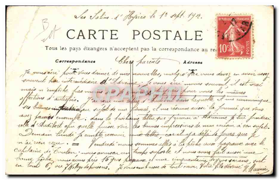 CPA Bateau Guerre Toulon Musique des equipages de la flotte — Verso