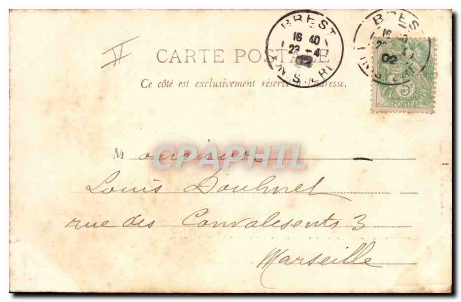 CPA Bateau Guerre Torpilleur de haute mer avec arriere et pavillon du bateau amiral — Verso