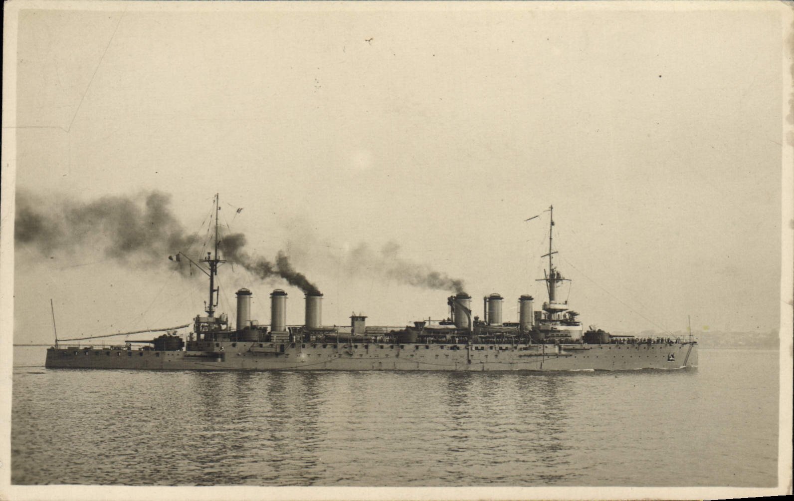 CPA Bateau Guerre 1923 Souvenir visite arsenal de Toulon Edgar Quinet
