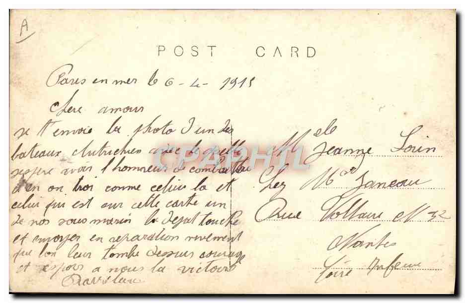 CPA Bateau Guerre Viribuz §Unitiz  — Verso