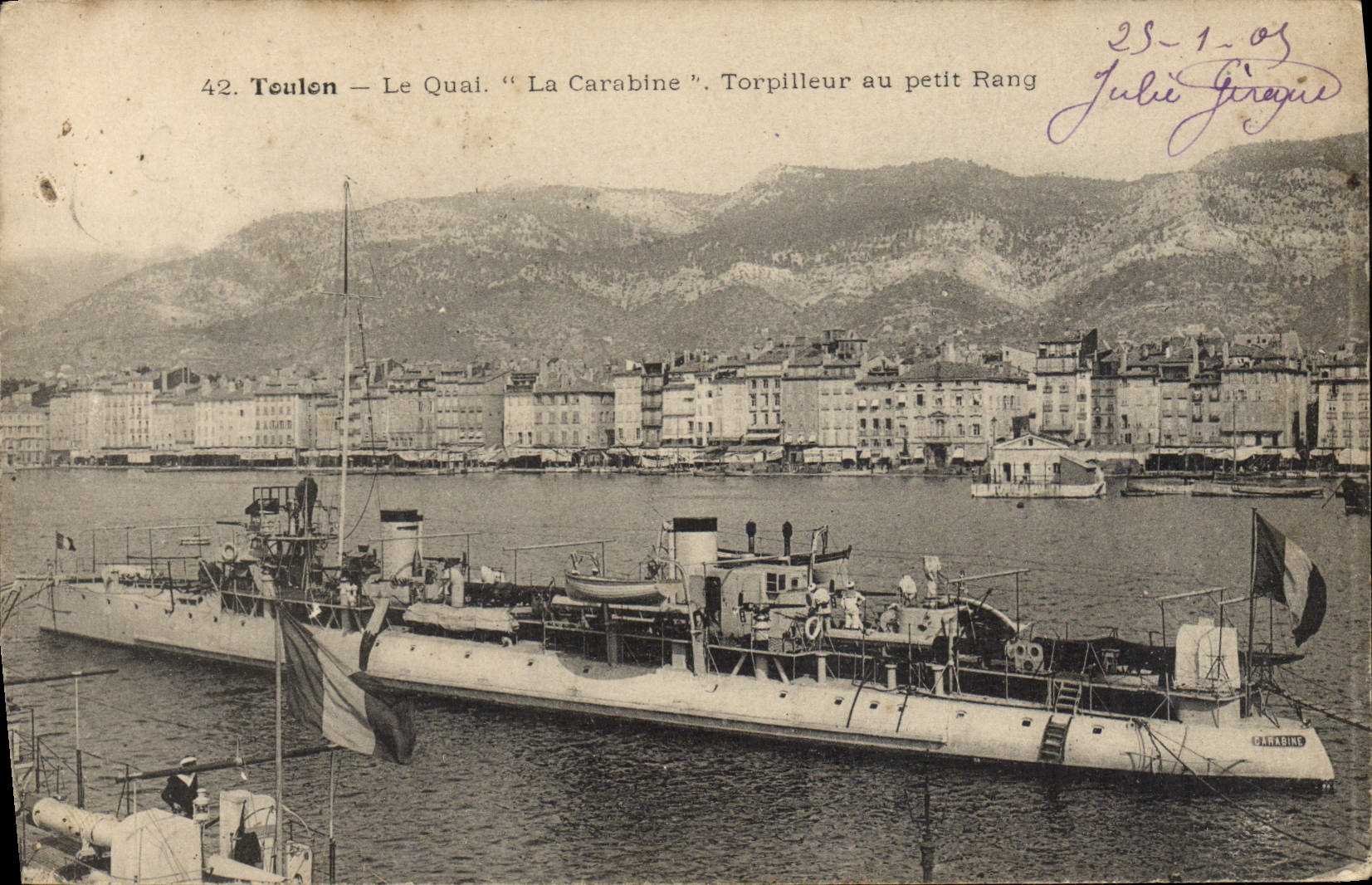 Teulon — Le Quai. "La Carabine". Torpilleur au petit Rang