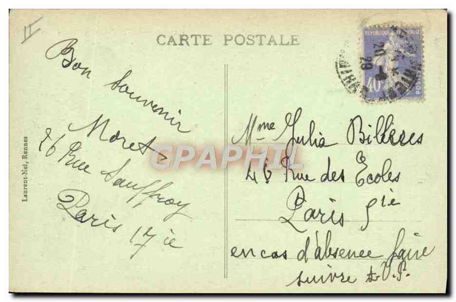 Lorient - Entrée du Port de Guerre — CPAPHIL n°3633, éditeur Laurent-Nel, Rennes — Verso
