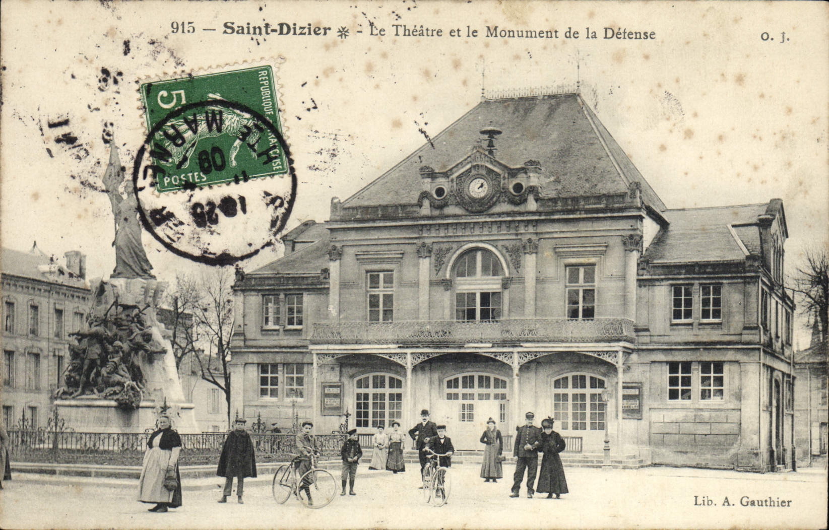 Saint-Dizier — Le Théâtre et le Monument de la Défense — Lib. A. Gauthier