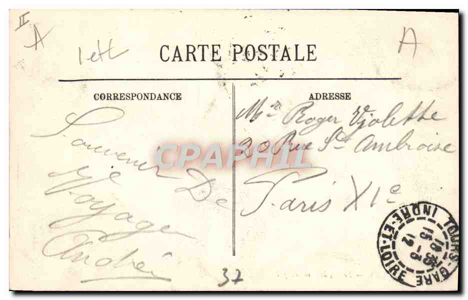 CPA Le theatre municipal Tours — Verso