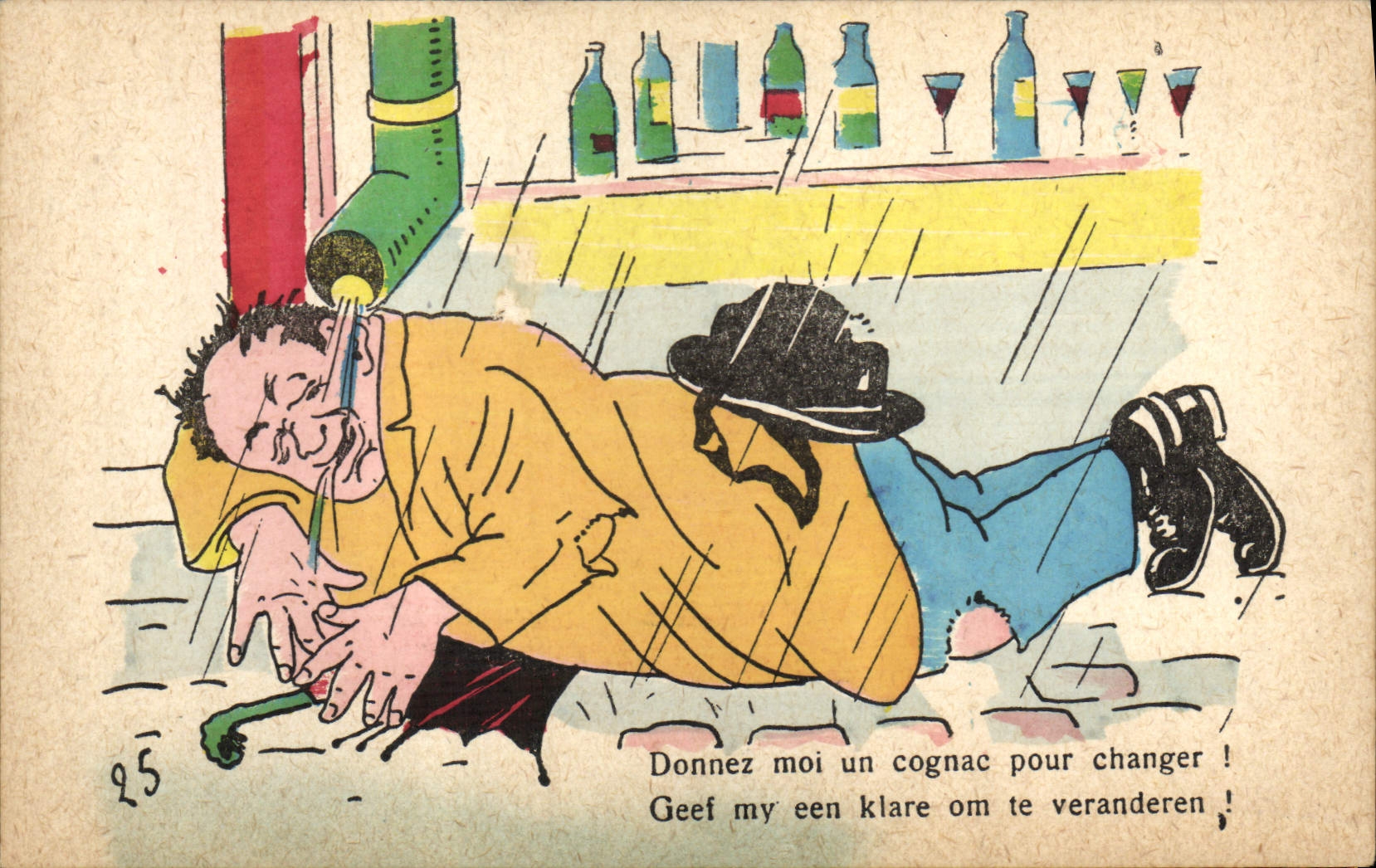 CPA Illustrateur Homme Cognac Alcool
