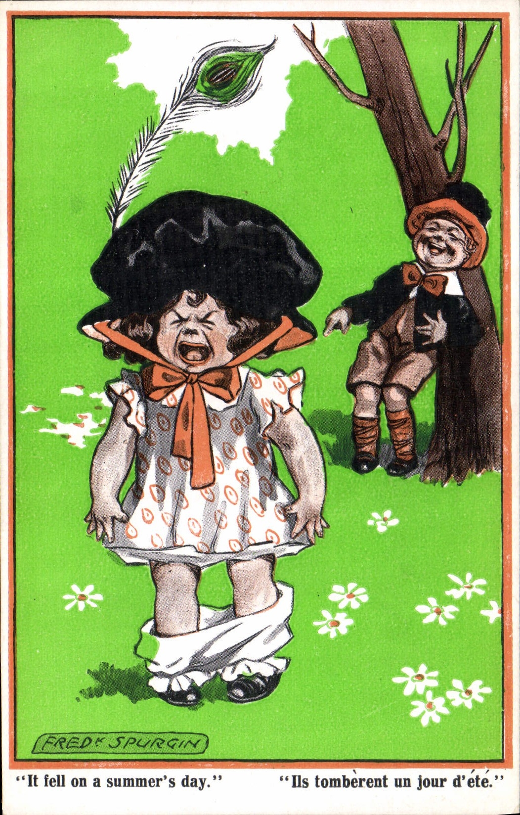 Weinendes Kind — Vogel und lachendes Kind — Fred Spurgin — Inter-Art Co. Serie Nr. 351