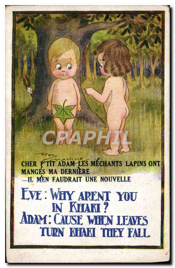 CPA Illustrateur Enfants Adam et Eve