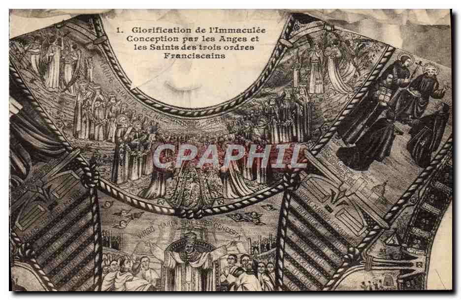 CPA Glorification de L'Immaculee Conception Par les Anges et les Saints des trois ordres Franciscains