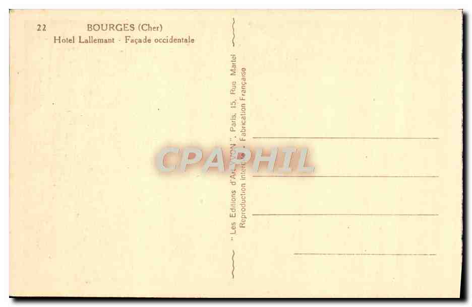 CPA Bourges Portail Central de la Cathedrale Le Jugement Dernier — Rückseite