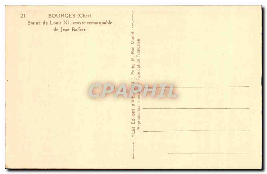 CPA Bourges Hotel Lallemant Facade Occidentale — Verso
