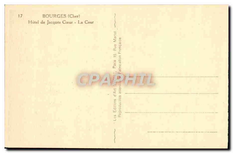 CPA Bourges Vieilles Maisons du 16eme  — Rückseite