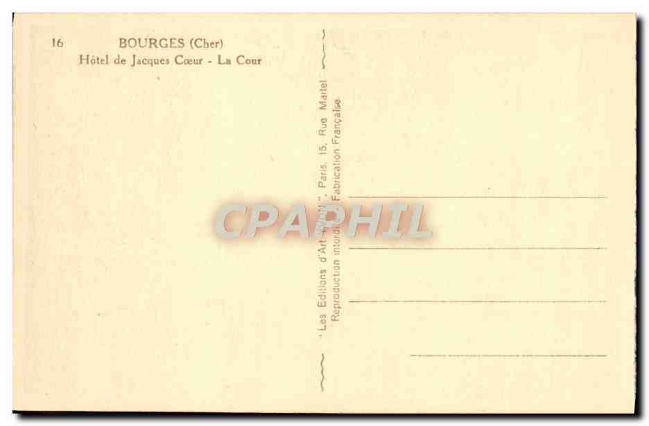 CPA Bourges Hotel de Jacques Coeur la cour  — Verso