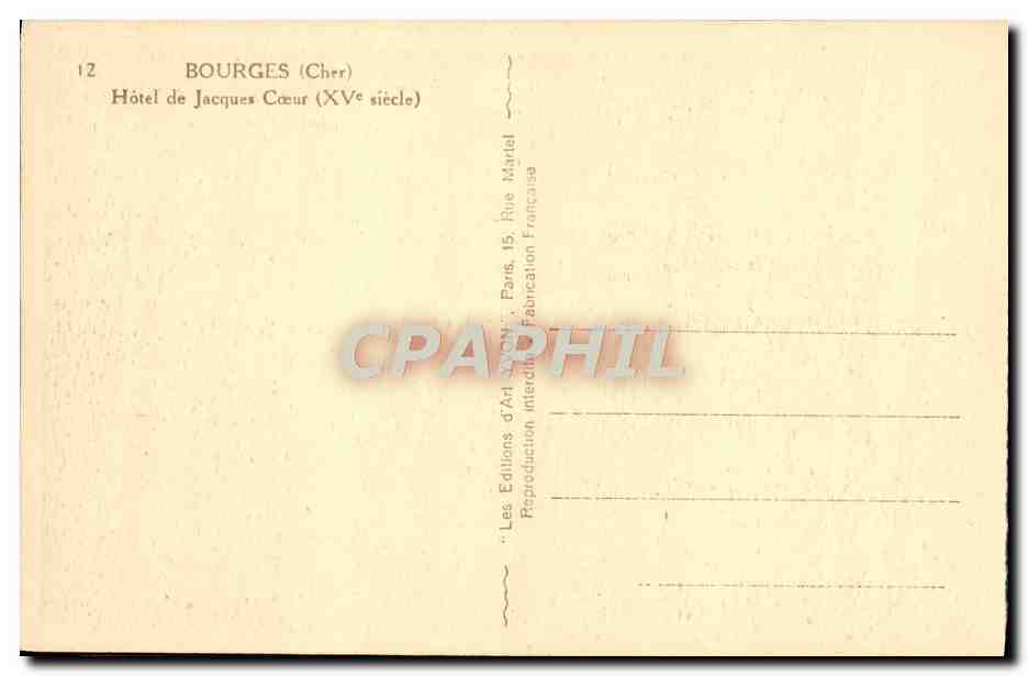 CPA Bourges Hotel de Jacques Coeur — Verso