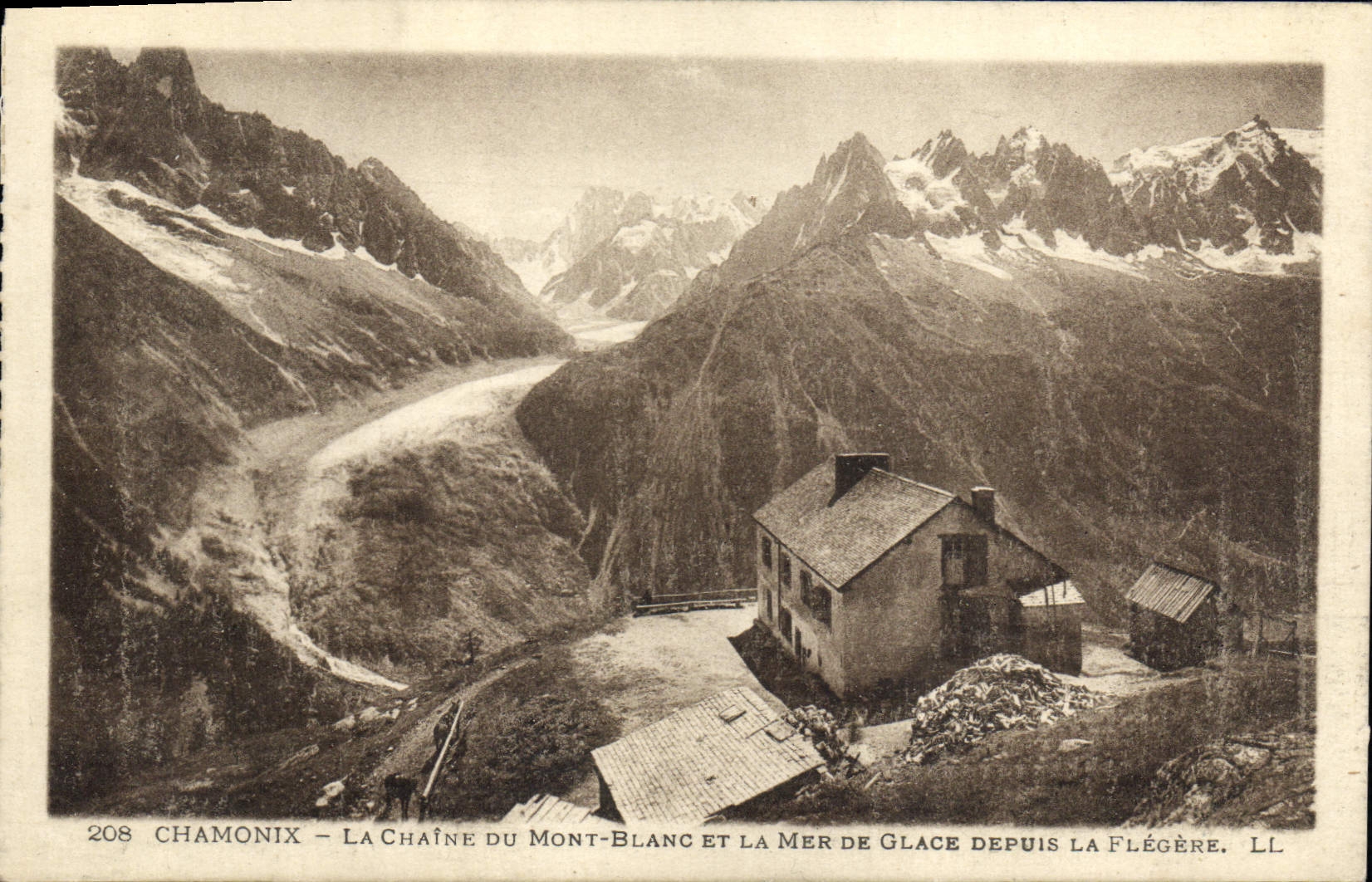 CPA Chamonix La Chaine Du Mont Blanc Et La Mer de glace depuis La Flegere 