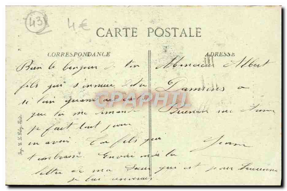 CPA Le Puy en Velay Le Dyke Volcanique d'Aiguilhe et l'eglise Saint Michel — Verso
