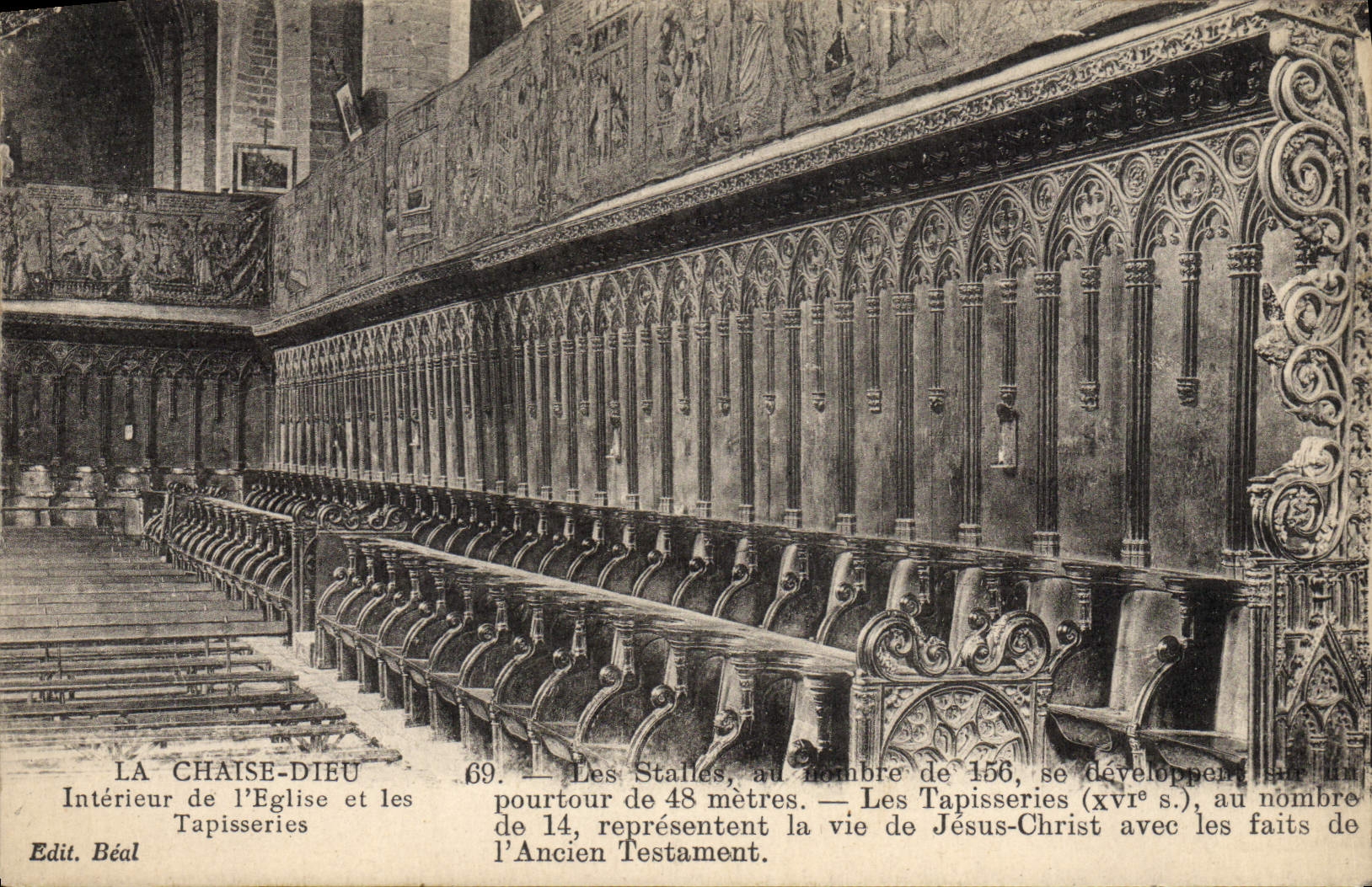 La Chaise-Dieu — Intérieur de l'église et les tapisseries — Edit. Béal n°69
