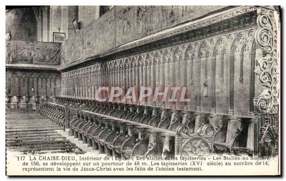Intérieur de l'église de La Chaise-Dieu — Les stalles et les tapisseries — Éd. Béatrice, n° 117