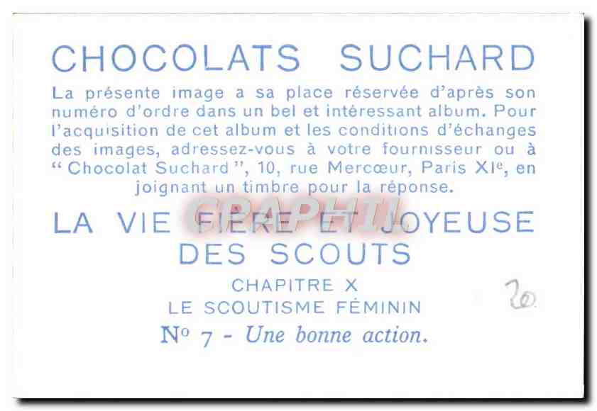 Image Chocolat Suchard Scout Scoutisme Jamboree Une bonne action — Verso