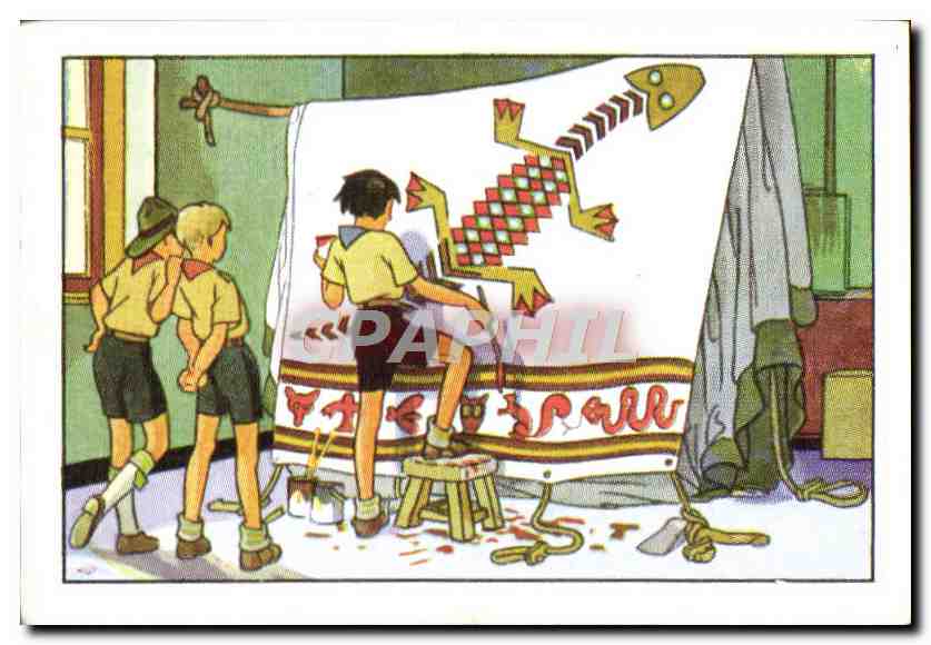 Image Chocolat Suchard Scout Scoutisme Jamboree La decoration d'une tente