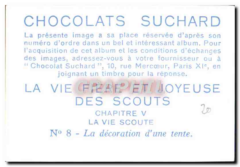 Image Chocolat Suchard Scout Scoutisme Jamboree La decoration d'une tente — Verso