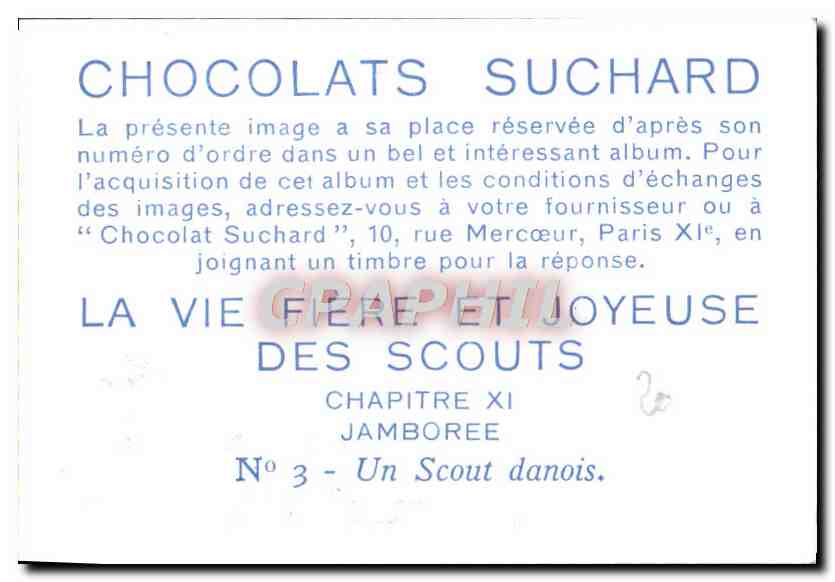 Image Chocolat Suchard Scout Scoutisme Jamboree Un scout danois Danemark Denmark — Verso