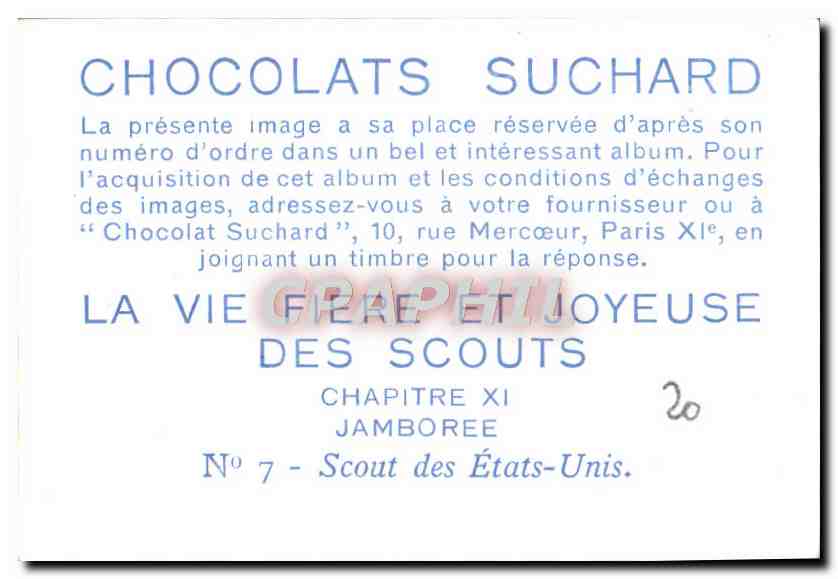 Image Chocolat Suchard Scout Scoutisme Jamboree Scout aux Etats-Unis  — Rückseite