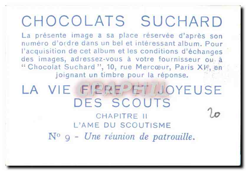 Image Chocolat Suchard Scout Scoutisme Jamboree Une reunion de patrouille — Rückseite