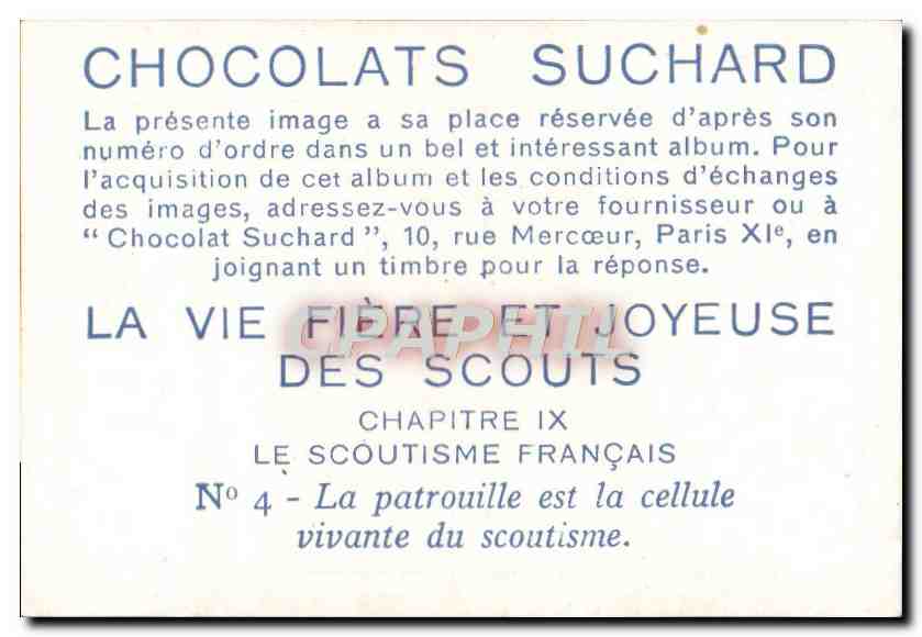 Image Chocolat Suchard Scout Scoutisme Jamboree La patrouille est la cellule vivante — Verso