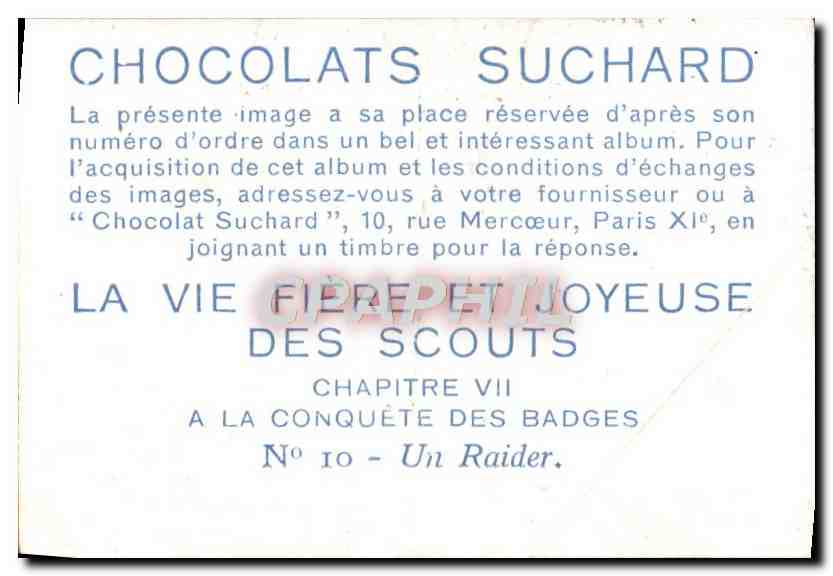 Image Chocolat Suchard Scout Scoutisme Jamboree Un raider — Rückseite