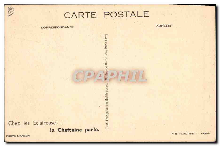 CPA Scout Scoutisme Jamboree Eclaireuses La cheftaine parle  — Rückseite