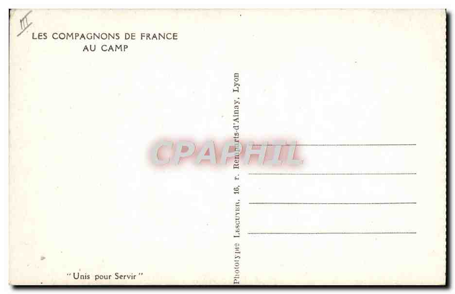 CPA Scout Scoutisme Jamboree Compagnons de France Unis pour servir — Rückseite