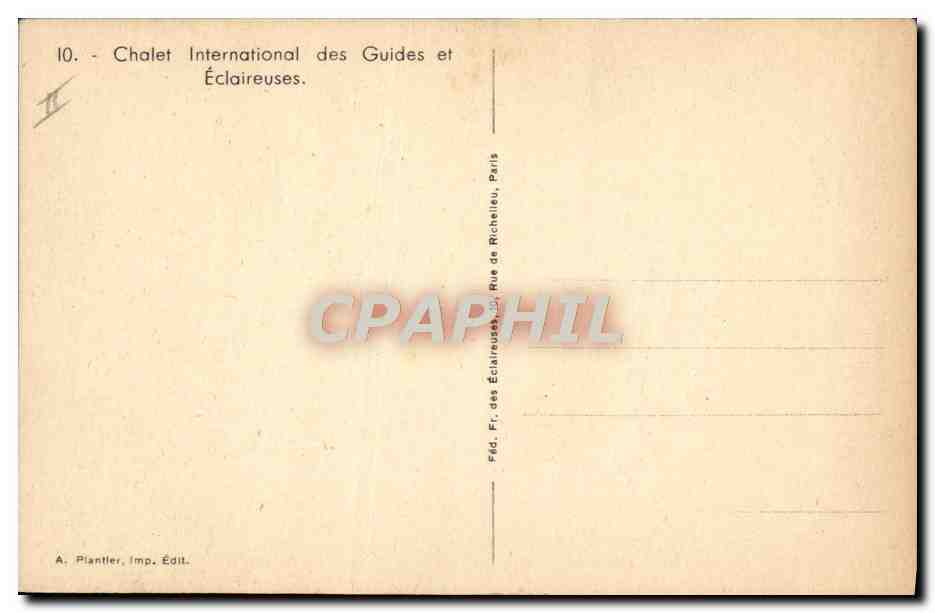 CPA Scout Scoutisme Jamboree Chalet international des guides et eclaireuses  — Rückseite