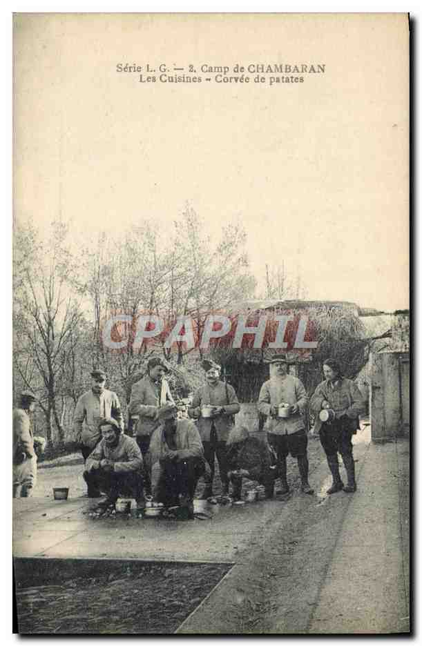 CPA Militaria Camp de Chambaran Les cuisines Corvee de patates