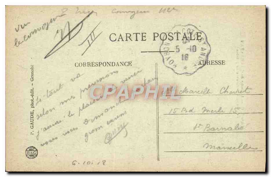 CPA Militaria Camp de Chambaran Les cuisines Corvee de patates — Verso
