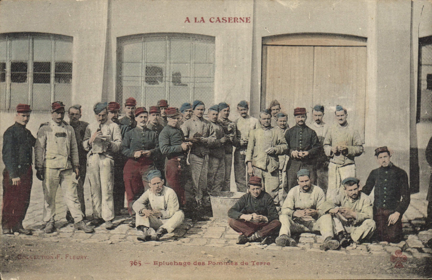 Épluchage des Pommes de Terre — A LA CASERNE — Collection F. Fleury, n° 365