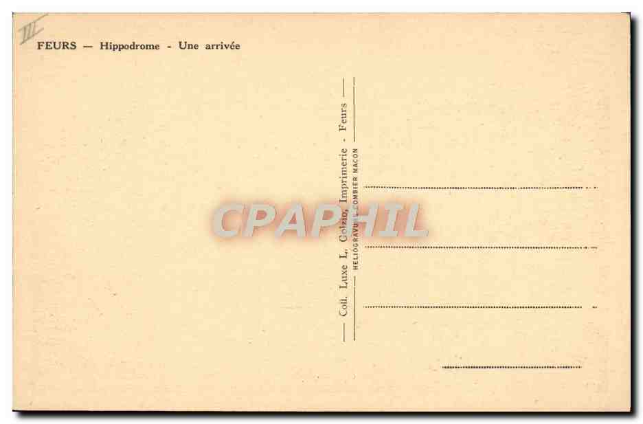 CPA Cheval Equitation Hippisme Vichy Le Champ de courses  — Verso