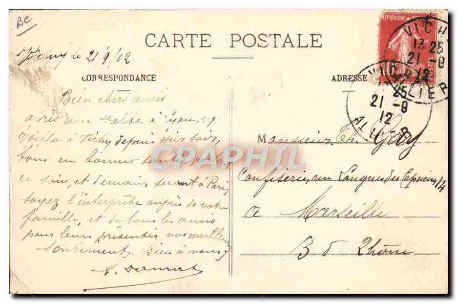 CPA Cheval Equitation Hippisme Vichy Vue generale du champ de courses prise en avion — Verso