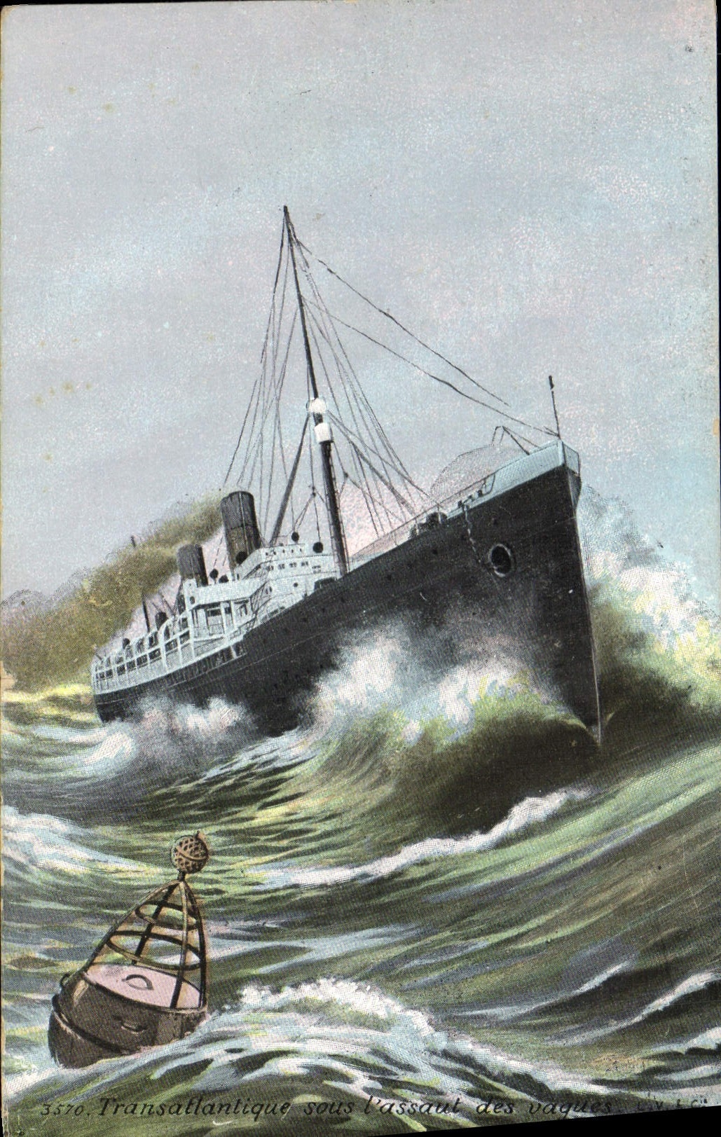 Transatlantique sous l'assaut des vagues — n° 3570 — Éd. L.C.O.