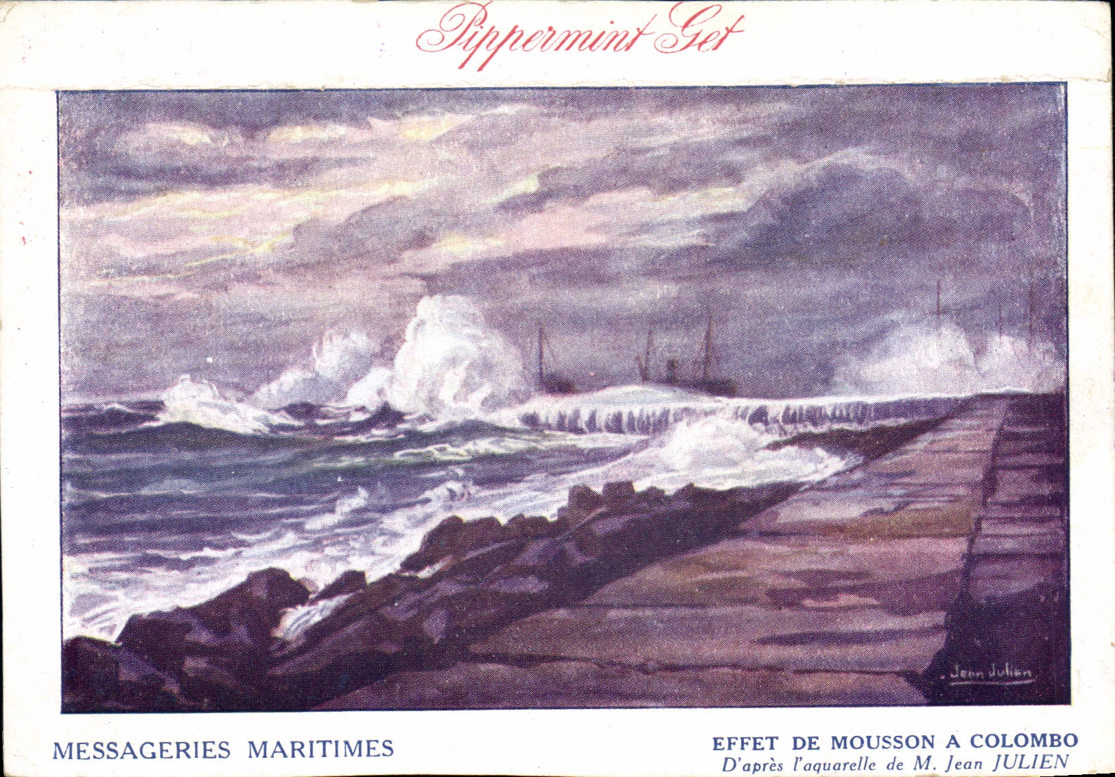 CPA Bateau Compagnie des Messageries Maritimes Effet de mousson a colombo