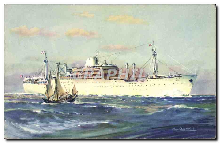 CPA Bateau Compagnie des Messageries Maritimes Laos 