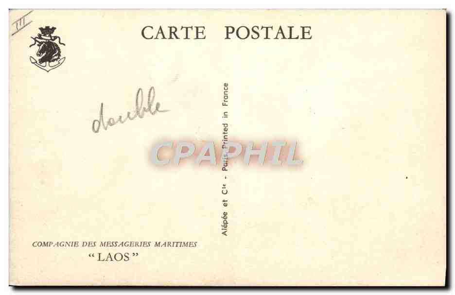CPA Bateau Compagnie des Messageries Maritimes Laos  — Verso