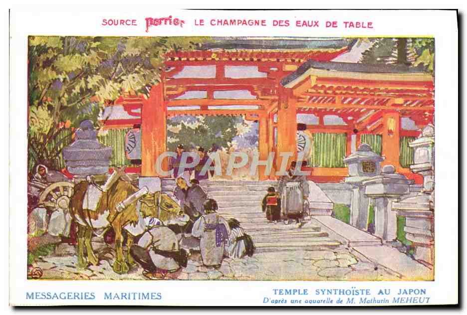 Templo sintofista en Japón — Basado en un acuarela de M. Mathurin Meheut — Messageries Maritimes