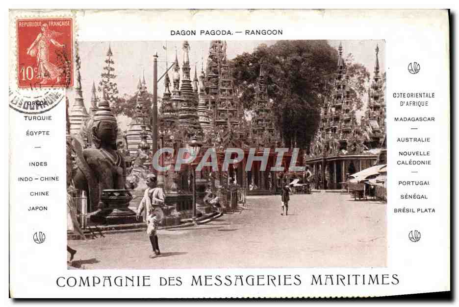 CPA Bateau Compagnie des Messageries Maritimes Dagon Pagoda Rangoon