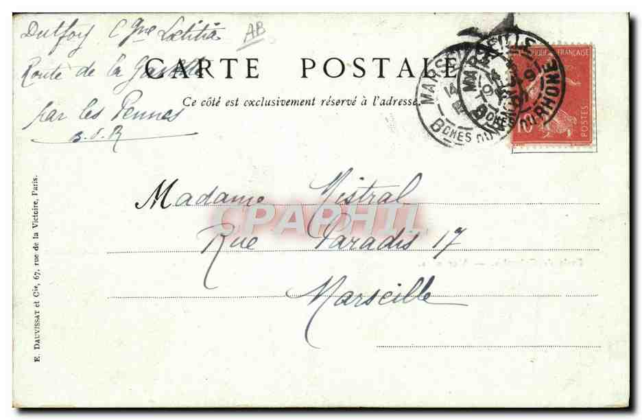 Rada de Colombo — Vista n° 2 — Editor E. Daluissat, París — Reverso